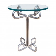 Petite polished nickel side table
